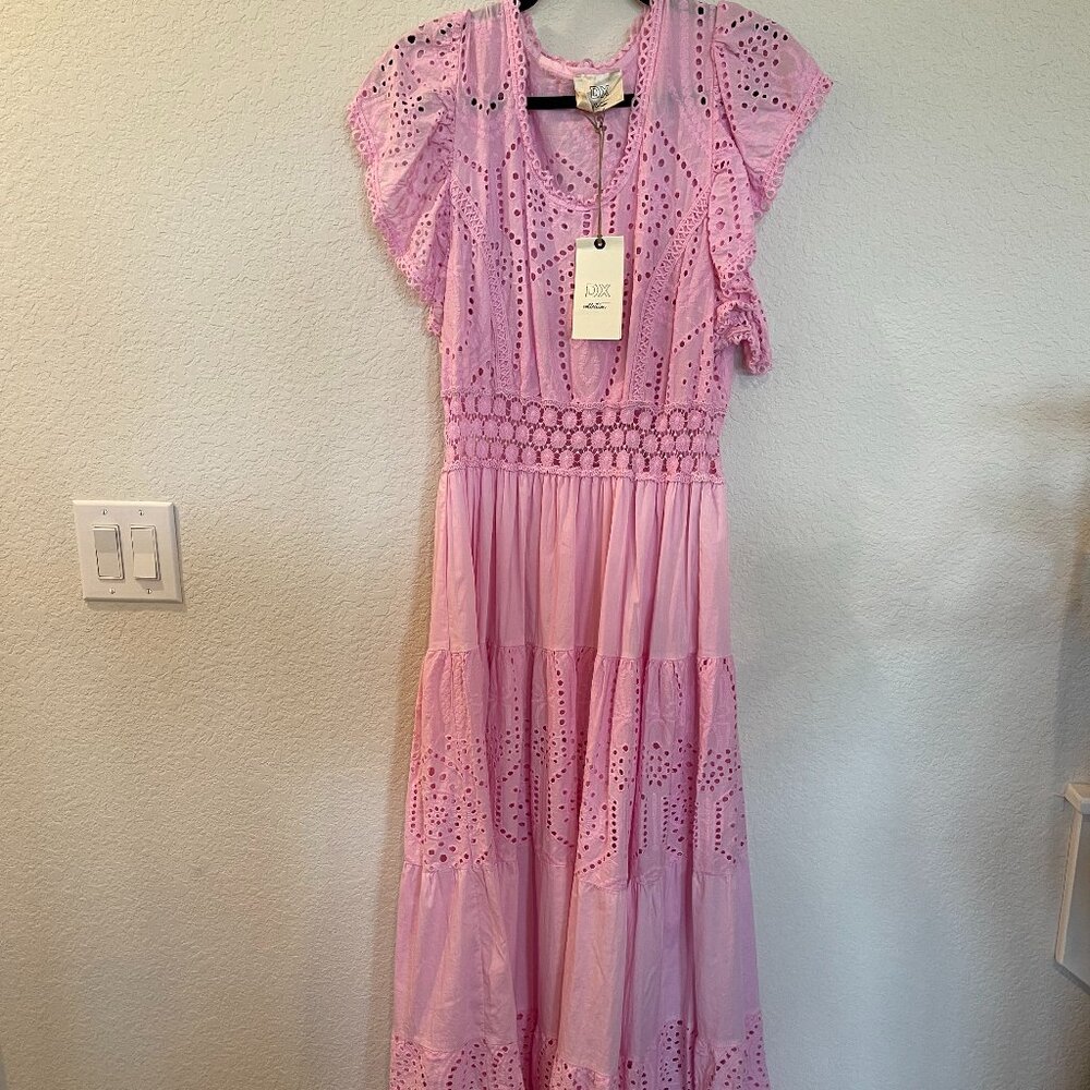NWT DX Collection Pink Eyelet Maxi Dress